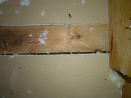 ceiling drywall top plate gap --> air leakage” src=”https://energyvanguard.com/wp-content/uploads/2010/07/ceiling-drywall-air-leakage-top-plate.jpg”> horizontal members (plates).</p>
<p>It’s the plates at the top that concern us today because they happen to be the source of significant air leakage in homes. When the drywall crew comes in, they do the ceiling first. When they push the drywall toward the plates, they leave a gap to prevent damage from thermal expansion and contraction.</p>
<p>In most houses, that gap doesn’t get any kind of air sealing, so attic air can leak into the house or conditioned air can be pulled into the attic, depending on the pressure differences. You might think it’s not a big deal because it’s such a small gap in most places, but you’d be wrong.</p>
<p>That small gap often runs for hundreds of feet in a typical house. It’s on both sides of each top plate, and you have top plates on every wall, both interior and exterior. Let’s say you’ve got an average of an eighth of an inch gap that runs 300 feet. That comes out to a hole that’s more than 3 square feet!</p>
<p>Go to one of your standard size double hung windows and open it one foot. Leave it open 24/7 every day of the year, and that’s what kind of air leakage you’re getting from that top plate gap. Actually <img loading=