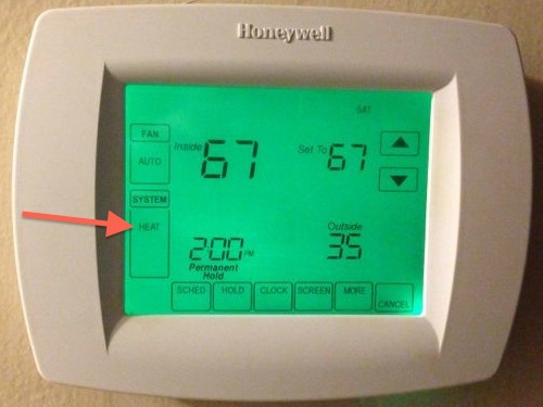 thermostat hvac heat pump best mode heating arrow