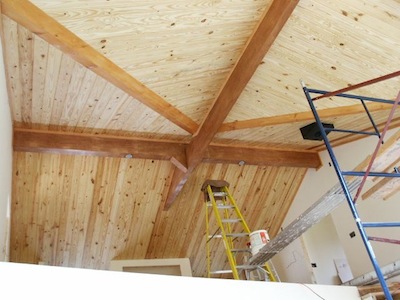 tongue and groove pine ceiling under structural insulated panel sip roof
