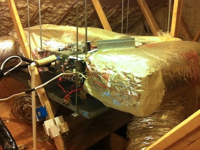 hvac mini split heat pump ducted air handler in attic
