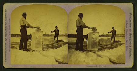 Minnesota ice harvest from Robert N Dennis collection of stereoscopic views small