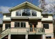 A passive solar house collects heat from the Sun in winter.