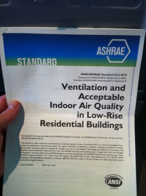 ASHRAE Standard 62.2 for residential ventilation