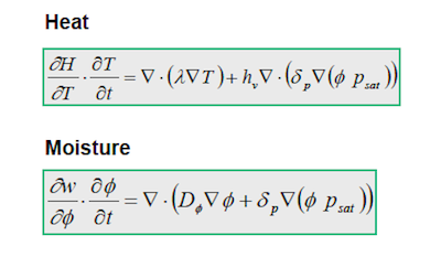 wufi partial differential equations heat moisture flow