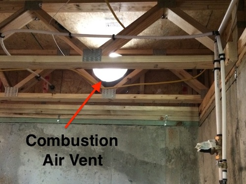 Atmospheric Combustion Appliances, Fresh Air Intake Duct Basement