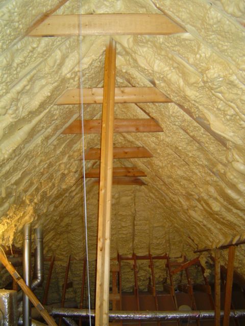 Using indoor air for combustion appliances in a spray foam insulated attic