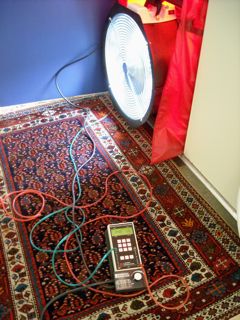 Blower Door test measuring infiltration through the building envelope