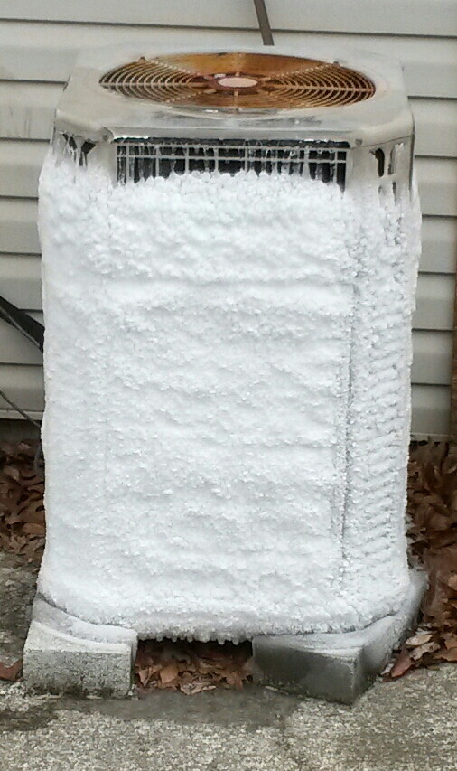 Too much frost on a heat pump [Courtesy of Josh Littrell]