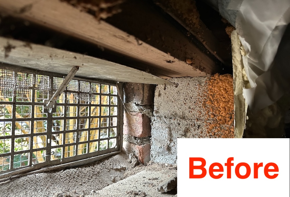 This crawl space vent was open to the basement for decades.