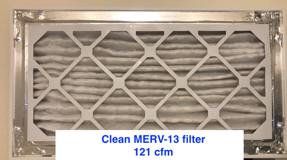 Air flow rate with a clean MERV-13 filter