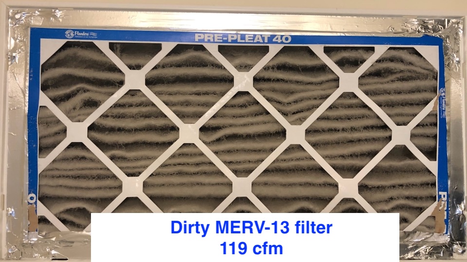 Air flow rate with a dirty MERV-13 filter