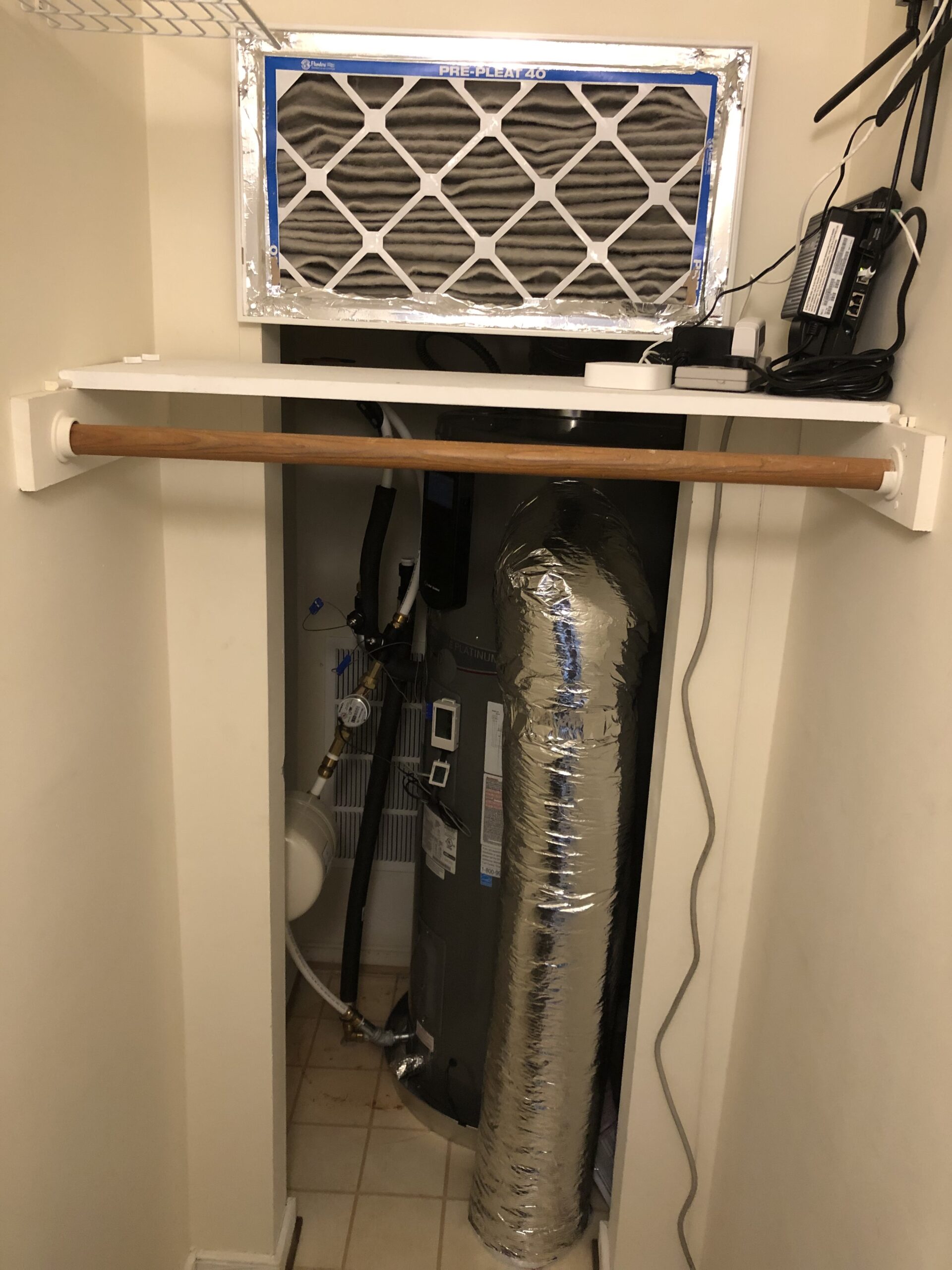 Ben Knopp's heat pump water heater with external MERV-13 filter