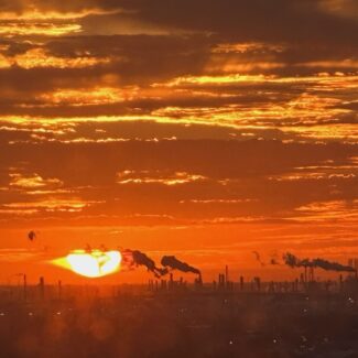 Sunrise Over Oil And Gas Refineries In Houston, Texas