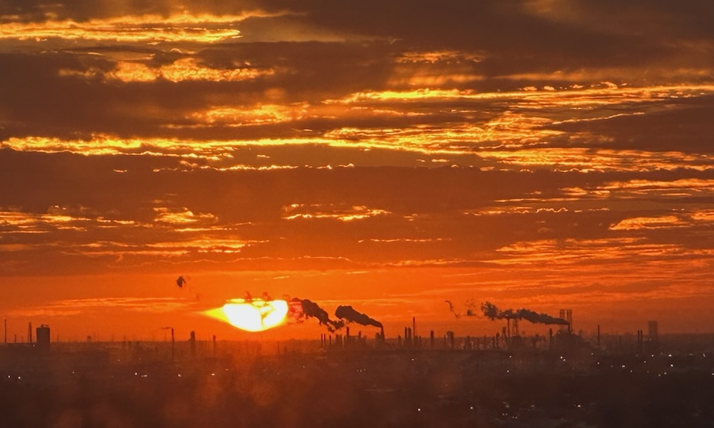 Sunrise Over Oil And Gas Refineries In Houston, Texas